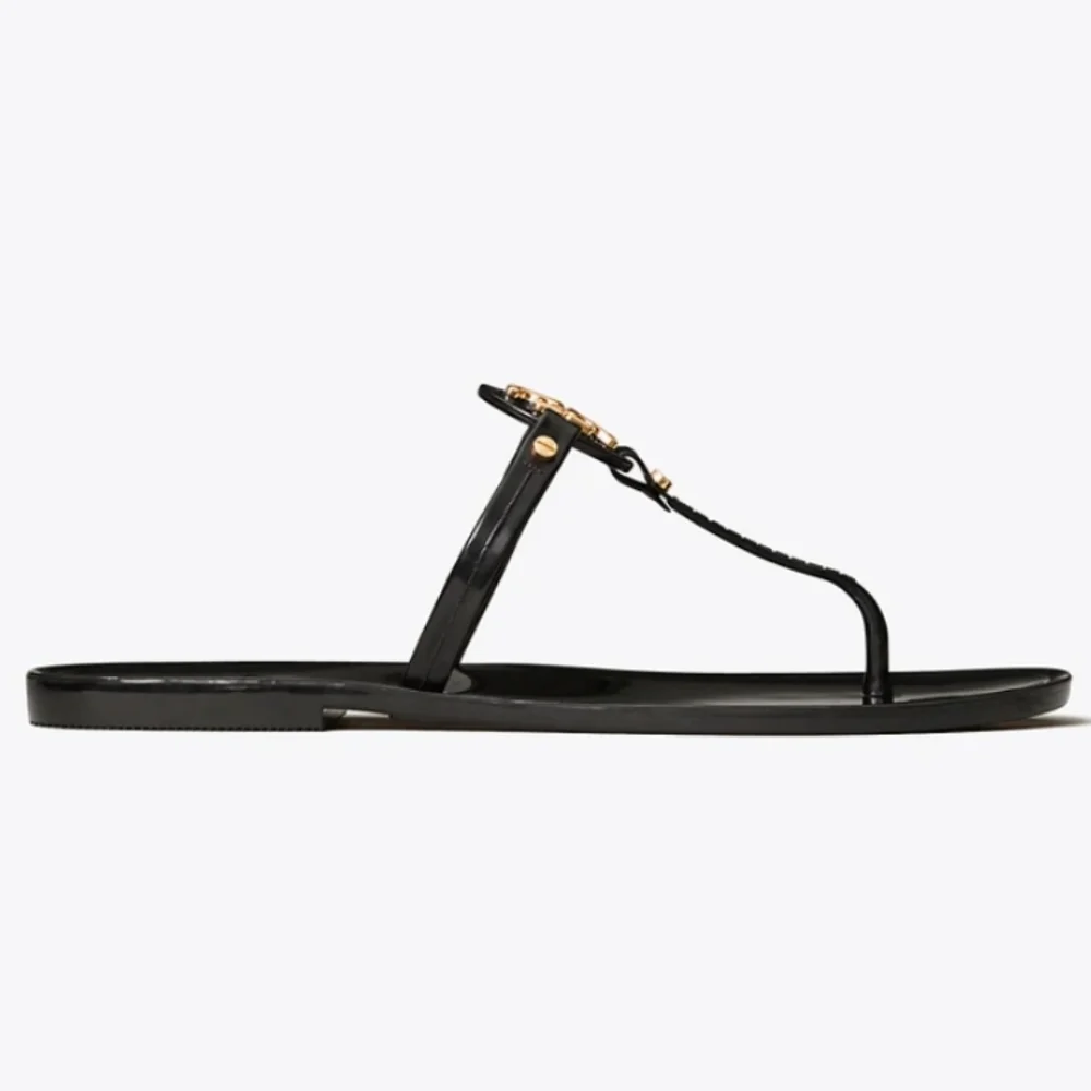 Tory Burch Mini Miller Jelly Flat Thong Sandals Black -7 - Picture 3 of 8